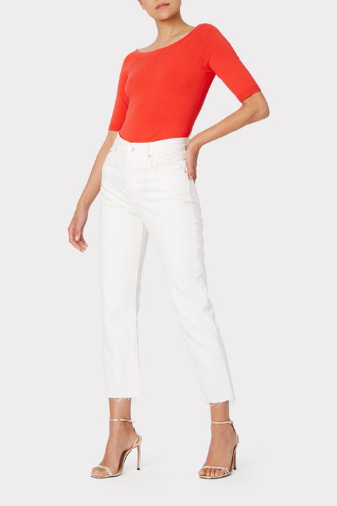 Boat Neck Top Summer Coral Image 2 of 4