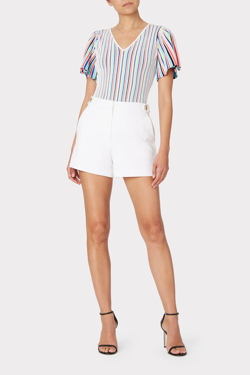 Striped Flutter Sleeve Top