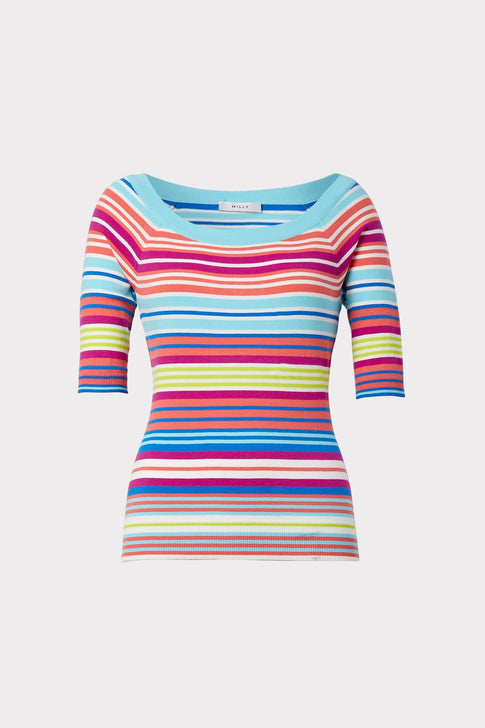 Stripe Boat Neck Top 0