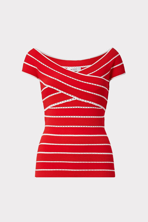 Bicolor Stripe Top White/Beach Blue Image 5 of 8