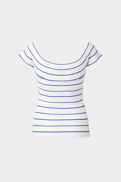 Bicolor Stripe Top Summer Coral/White Image 4 of 8
