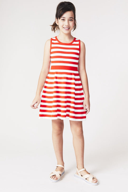 Milly Minis Striped Fit And Flare Dress Navy/White Image 5 of 6