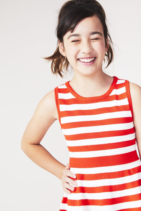 Milly Minis Striped Fit And Flare Dress Navy/White Image 6 of 6