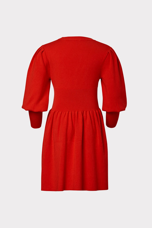 Milly Minis Poof Sleeve Fit & Flare Dress Flame Image 2 of 2
