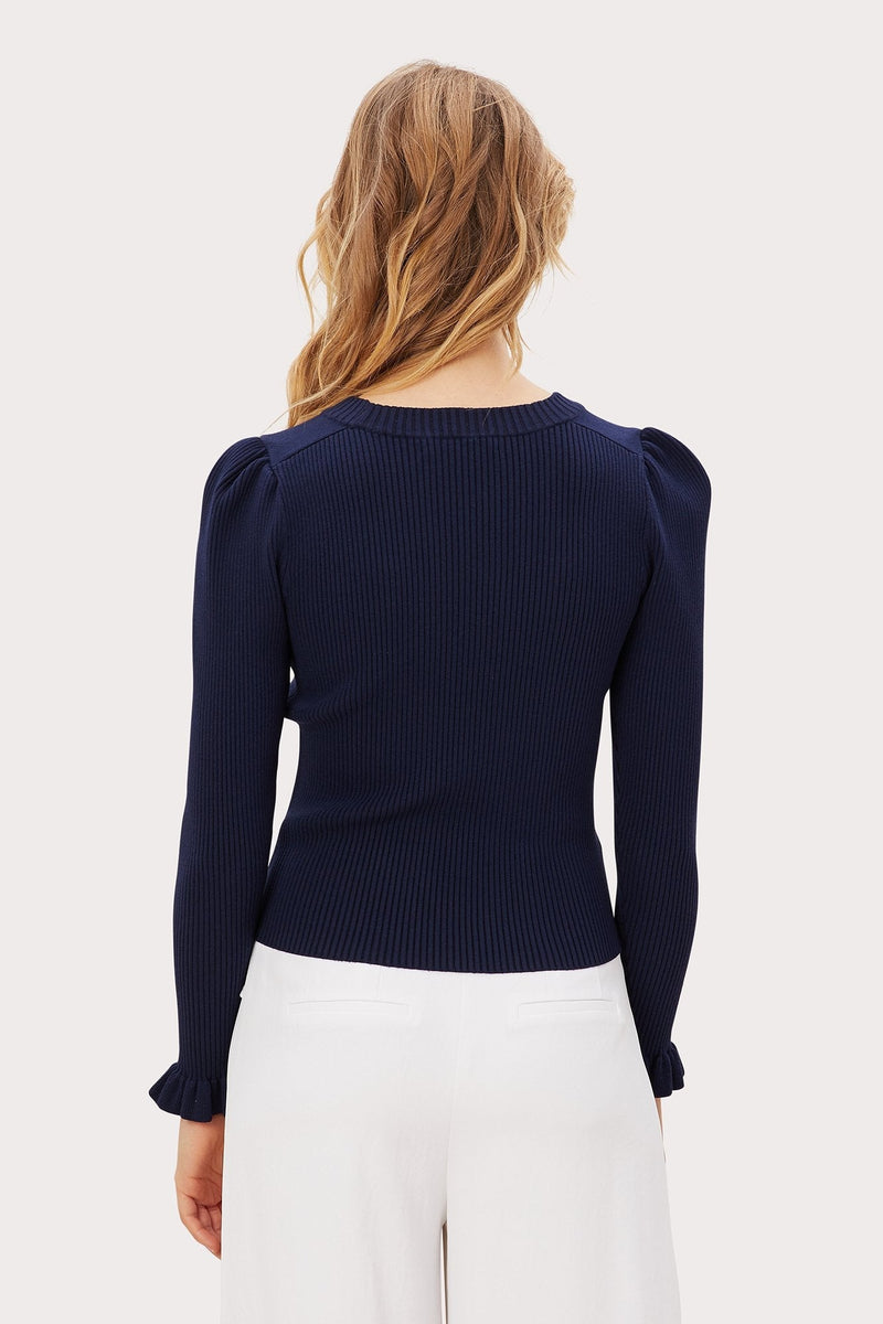 Gathered Sleeve Rib Top