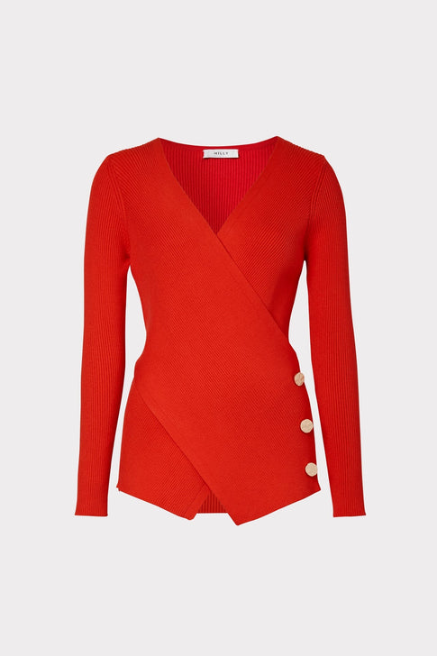 Cross Front Long Sleeve Sweater Flame Image 1 of 4