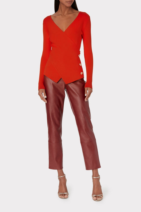 Cross Front Long Sleeve Sweater Flame Image 2 of 4