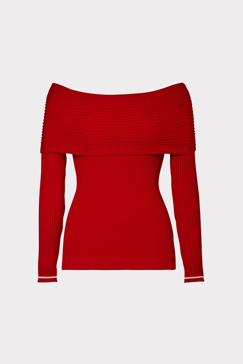 Off The Shoulder Rib Mix Top