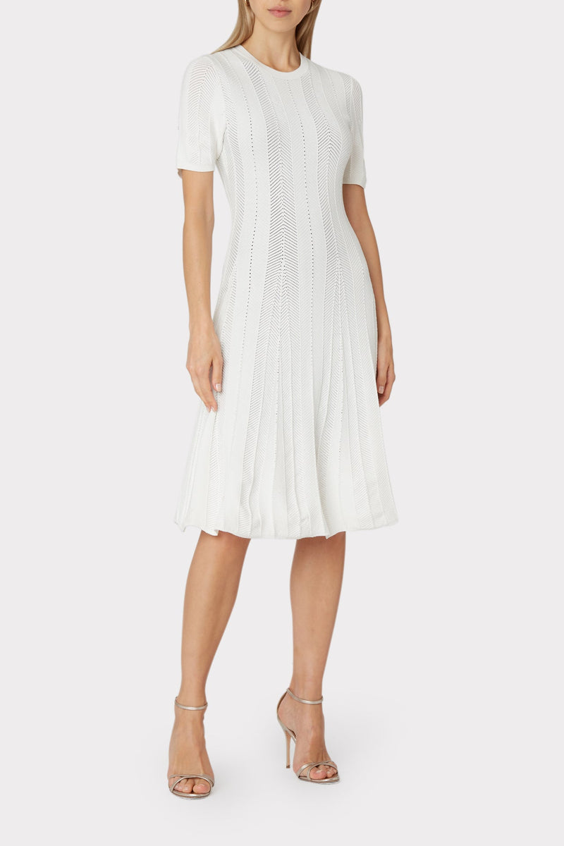 Chevron Pointelle Fit & Flare Dress