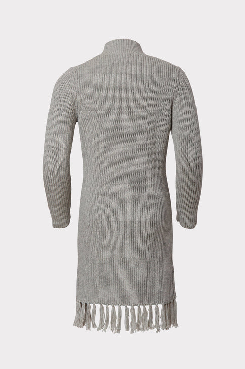 Milly Minis Fringe Mock Neck Shell Dress Heather Grey Image 2 of 2