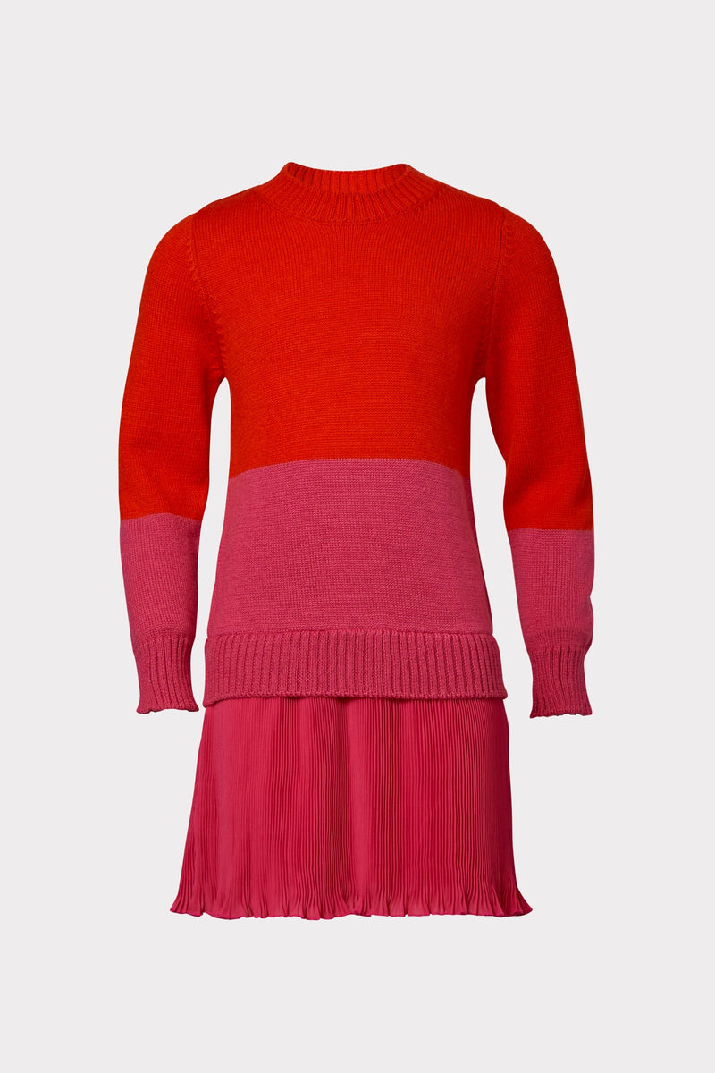 Milly Minis Colorblock Crew Neck Sweater Dress