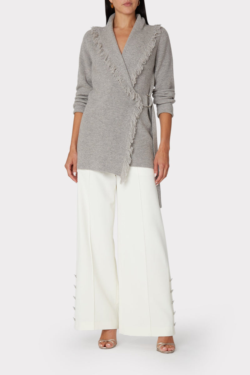 Shawl Collar Fringe Sweater