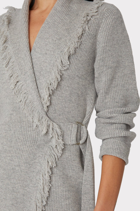 Shawl Collar Fringe Sweater 2