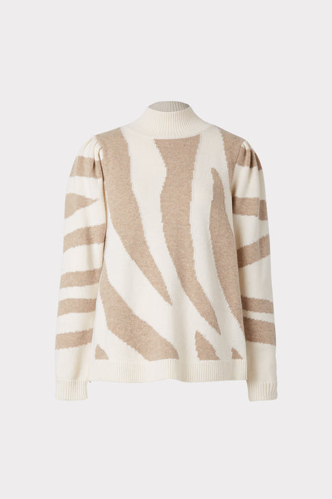 Zebra Intarsia Mock Neck 0