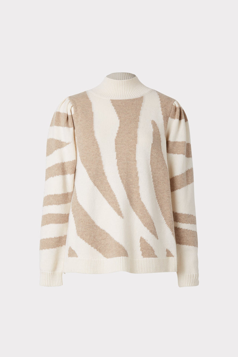 Zebra Intarsia Mock Neck
