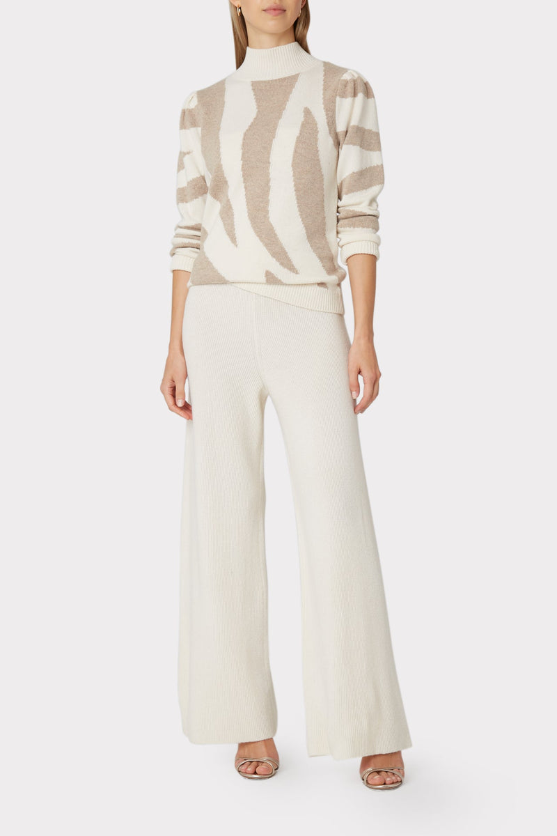 Zebra Intarsia Mock Neck
