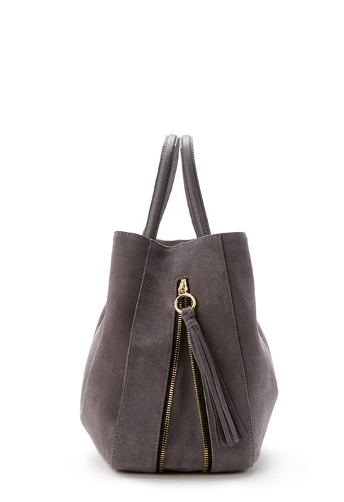 Astor Ruffle Suede Pinched Tote 2