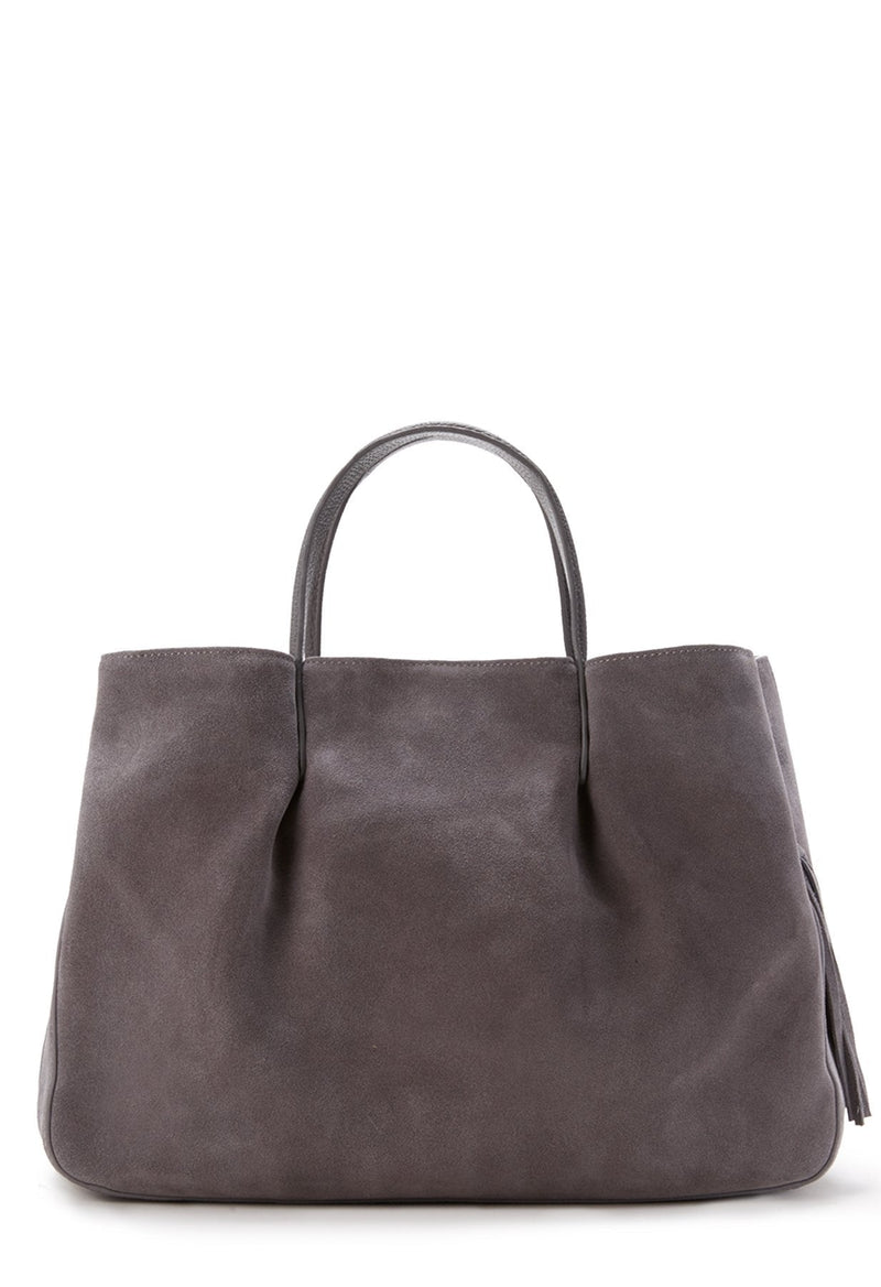 Astor Ruffle Suede Pinched Tote