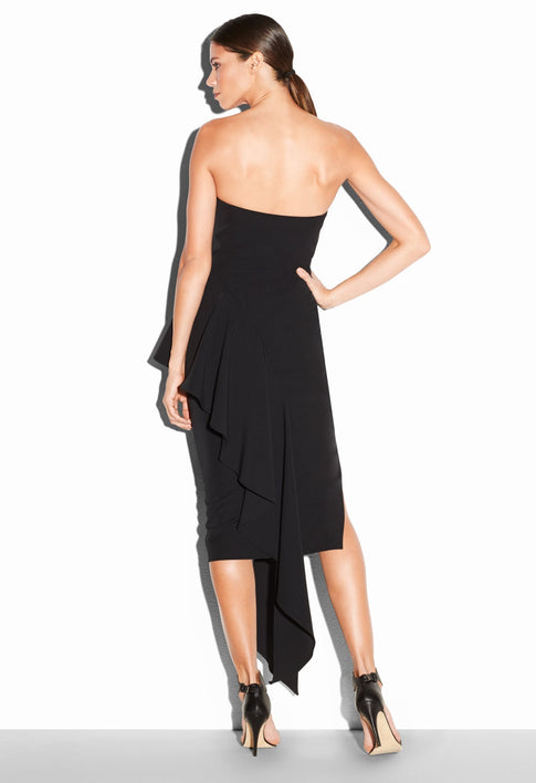 Italian Cady Stretch Strapless Cascade Dress WHITE WHT - NS Image 4 of 4